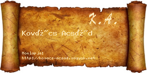 Kovács Acsád névjegykártya